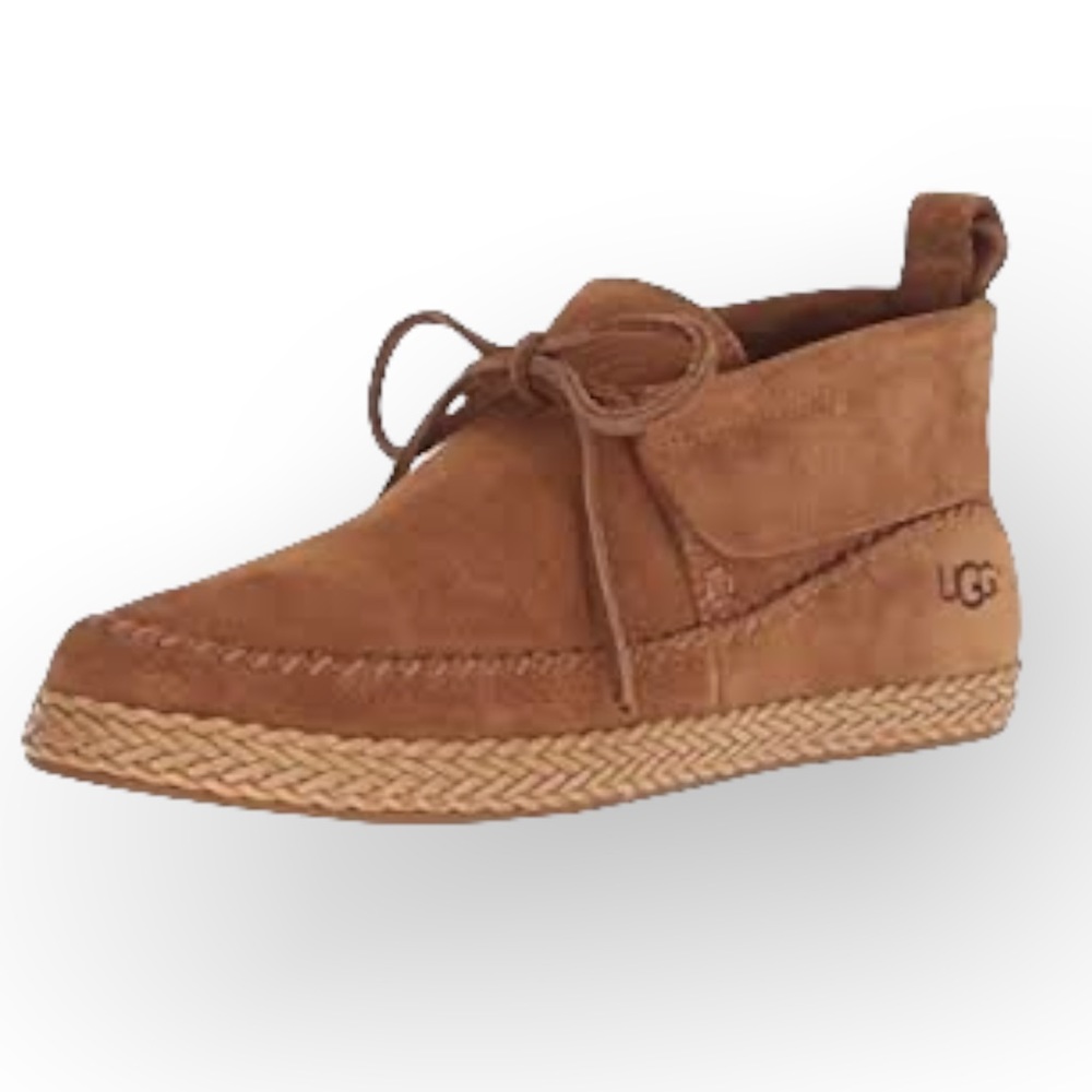 UGG Tan Suede Ankle Booties with Moccasin Stitching
